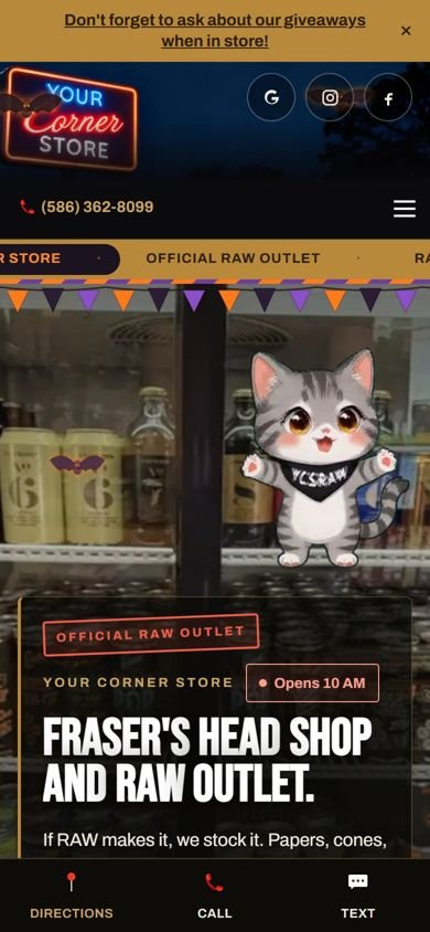 Your Corner Store website on a phone