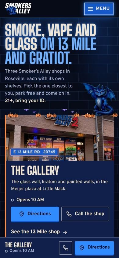 The public Smoker's Alley site on a phone