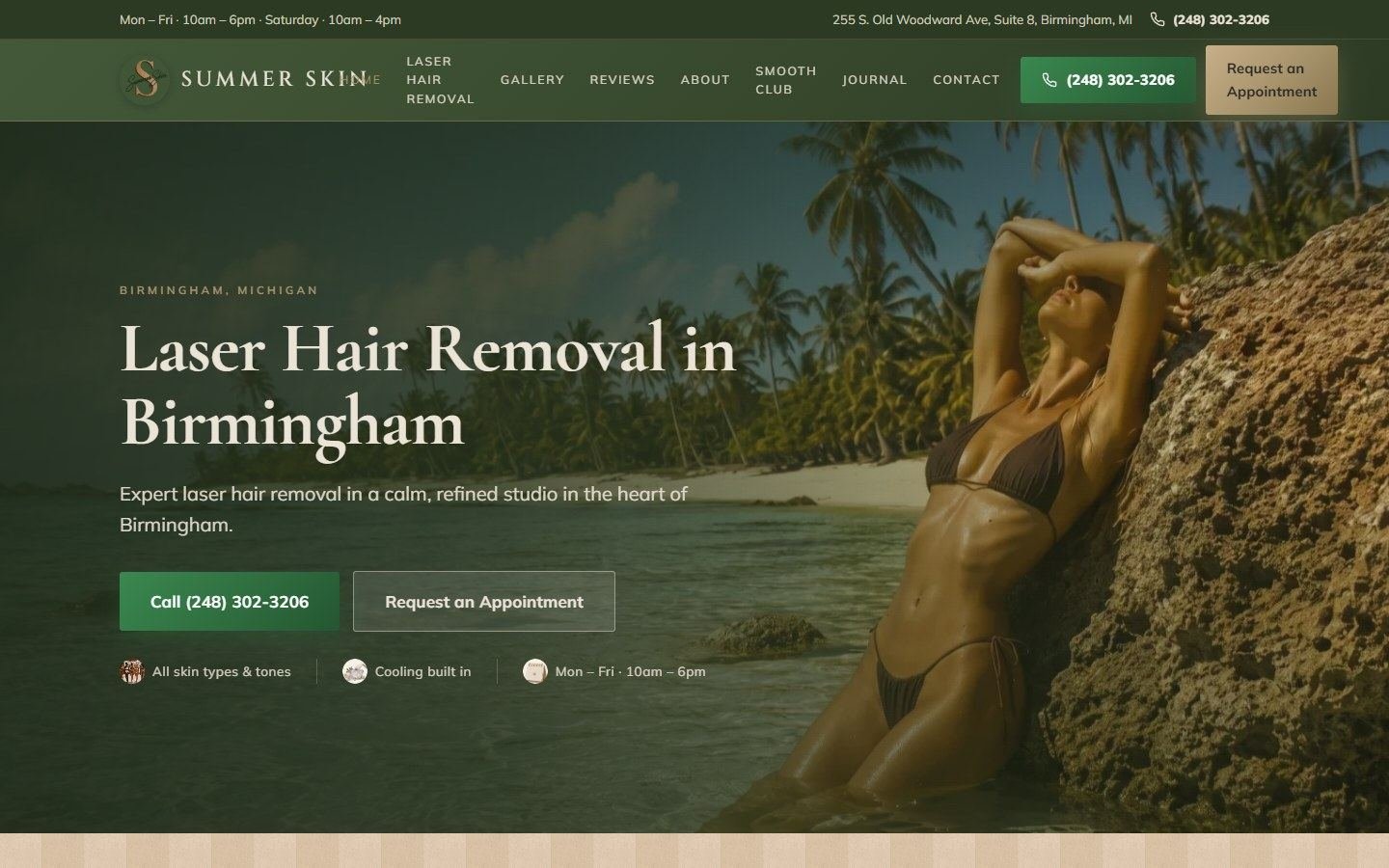 Summer Skin website on a laptop